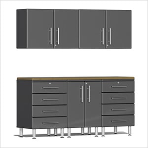 6-Piece Garage Cabinet Kit with Bamboo Worktop
