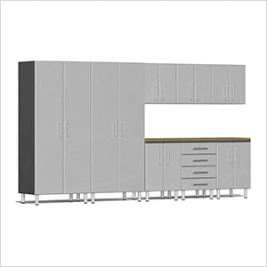 9-Piece Garage Cabinet Kit with Bamboo Worktop