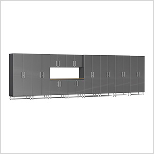 11-Piece Garage Cabinet Kit with Bamboo Worktop
