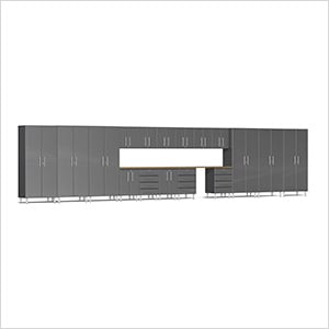 19-Piece Garage Cabinet Kit with Bamboo Worktop