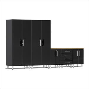 6-Piece Garage Cabinet Kit with Bamboo Worktop