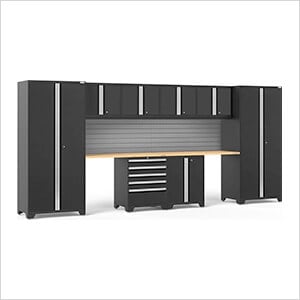 PRO Series Black 10-Piece Set with Bamboo Top and Slatwall