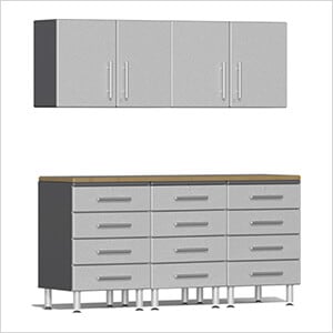 6-Piece Garage Cabinet System with Bamboo Worktop