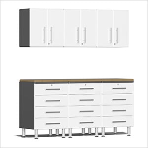 7-Piece Garage Cabinet System with Bamboo Worktop