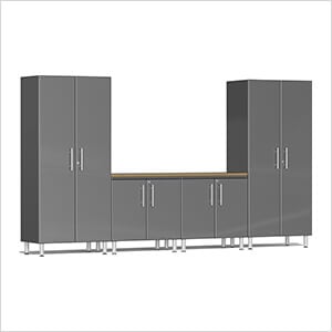 5-Piece Garage Cabinet System with Bamboo Worktop