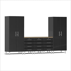 6-Piece Garage Cabinet Kit with Bamboo Worktop