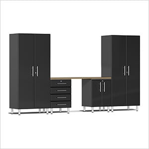 5-Piece Garage Cabinet System with Bamboo Worktop
