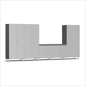6-Piece Garage Cabinet System with Bamboo Worktop
