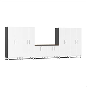 7-Piece Garage Cabinet System with Bamboo Worktop