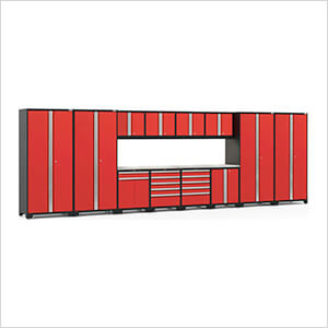 PRO Series Red 14-Piece Set with Stainless Steel Tops