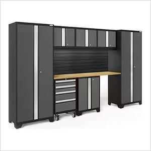 BOLD Series Grey 8-Piece Set with Bamboo Top, Backsplash, LED Lights - Greg Smith Equipment Sales