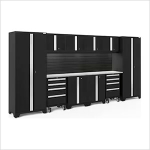 BOLD Series Black 12-Piece Set with Stainless Steel Top, Backsplash, LED Lights