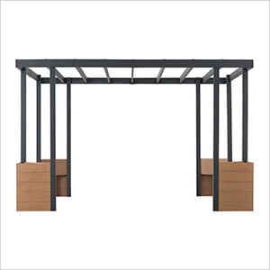 SummerCove 10 x 12 Modern Metal Pergola Kit with Planters