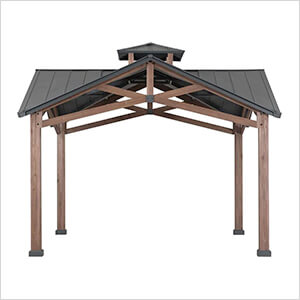 12.5 x 12.5 Wooden Hardtop 2-Tier Gazebo with Ceiling Hook