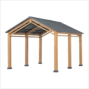 AutoCove 11 x 13 Gable Roof Wood Carport / Gazebo with Ceiling Hook (Black Roof)