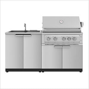 Stainless Steel 3-Piece Outdoor Kitchen Set with 36-Inch Liquid Propane Platinum Grill