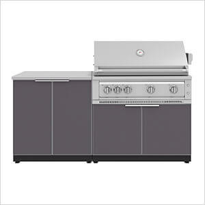 Aluminum Slate 4-Piece Outdoor Kitchen Set with 40-Inch Liquid Propane Platinum Grill