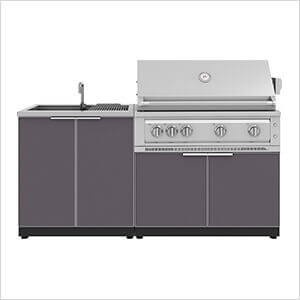 Aluminum Slate 3-Piece Outdoor Kitchen Set with 40-Inch Liquid Propane Platinum Grill