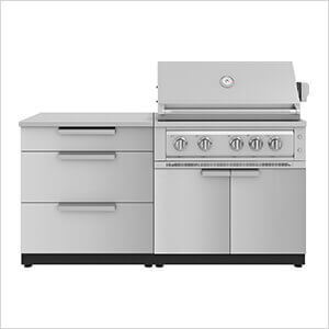 Stainless Steel 4-Piece Outdoor Kitchen Set with 36-Inch Liquid Propane Platinum Grill