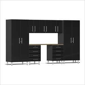 8-Piece Garage Cabinet Kit with Bamboo Worktop