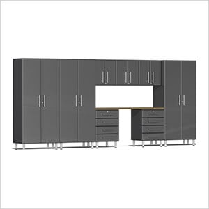 9-Piece Garage Cabinet Kit with Bamboo Worktop