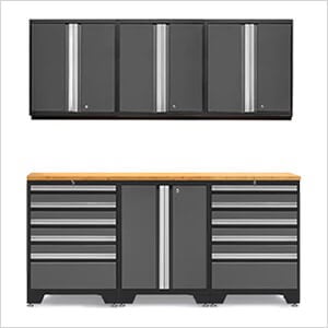 PRO Grey 7-Piece Workbench System with Bamboo Top