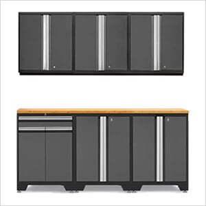PRO Grey 7-Piece Workbench Setup with Bamboo Top