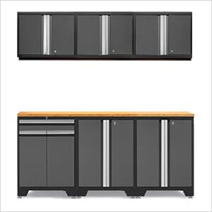 PRO Grey 7-Piece Workbench Setup with Bamboo Top