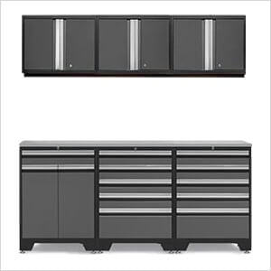 PRO Grey 7-Piece Garage Cabinet Set with Stainless Steel Top - Greg Smith Equipment Sales