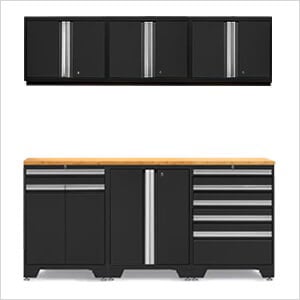 PRO Black 7-Piece Workbench Set with Bamboo Top