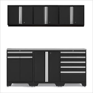 PRO Black 7-Piece Workbench Set with Stainless Steel Top