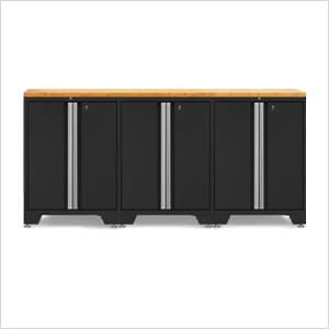 PRO Black 4-Piece Work Station with Bamboo Top