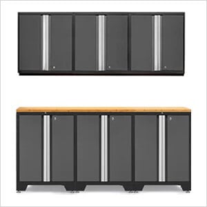 PRO Grey 7-Piece Workbench Setup with Bamboo Top