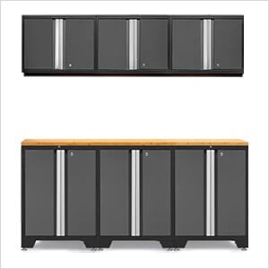 PRO Grey 7-Piece Workbench Setup with Bamboo Top
