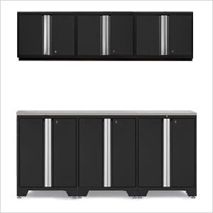 PRO Black 7-Piece Work Station with Stainless Steel Top