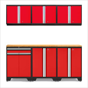 PRO Red 7-Piece Workbench Setup with Bamboo Top