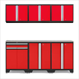 PRO Red 7-Piece Workbench Setup with Stainless Steel Top