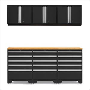 PRO Black 7-Piece Garage Storage Set with Bamboo Top - Greg Smith Equipment Sales