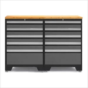 PRO Grey 3-Piece Garage Cabinet Set with Bamboo Top