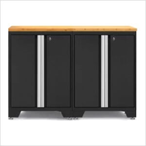 PRO Black 3-Piece Workbench Setup with Bamboo Top