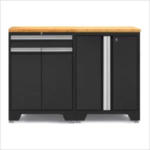 PRO Black 3-Piece Workbench Setup with Bamboo Top