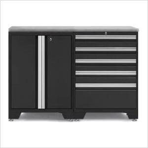 PRO Black 3-Piece Workbench Set with Stainless Steel Top