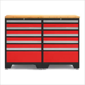 PRO Red 3-Piece Workbench Set with Bamboo Top