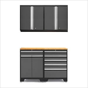 PRO Grey 5-Piece Workbench Set with Bamboo Top