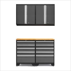 PRO Grey 5-Piece Workbench System with Bamboo Top