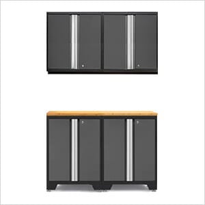 PRO Grey 5-Piece Workbench Setup with Bamboo Top