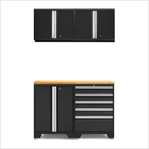 PRO Black 5-Piece Workbench System with Bamboo Top