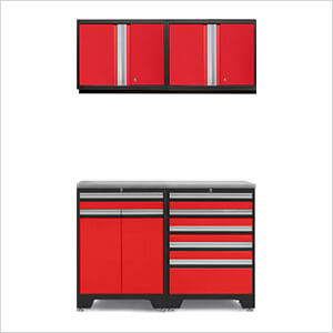 PRO Red 5-Piece Workbench Set with Stainless Steel Top