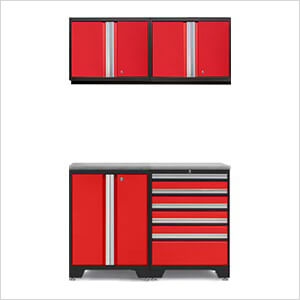 PRO Red 5-Piece Work Station with Stainless Steel Top