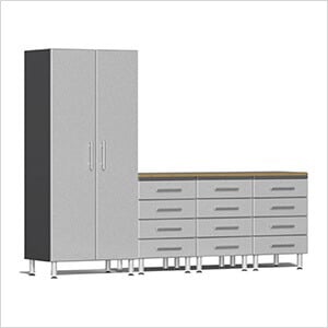 5-Piece Garage Cabinet Kit with Bamboo Worktop